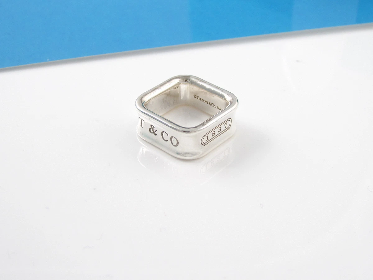 Tiffany Co Silver 1837 Square Ring Size 5