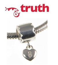 Genuine TRUTH PK 925 silver NUMBER 8 HEART DANGLE charm bead, 8th anniversary