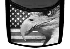 Grayscale American Flag Bald Eagle Hood Truck Wrap Vinyl Car Graphic Decal