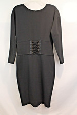 Express Bodice Sheath Dress size M Black Lined Round Neck Keyhole Back Midi