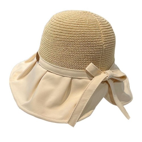 Outdoor Women Bucket Hat Summer Bows Panama Caps 2024 Big Wide Brim Sun Hats - Picture 6 of 14