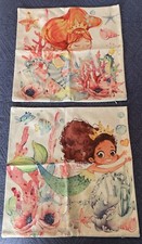 NEW Pair Kids Little Girl Mermaids Pillow Covers for 16 x 16 Pillow Zip Closure