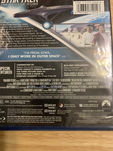 Star Trek IV & VI 4 & 6 (Blu-Ray) NEW - Foto 6 di 12