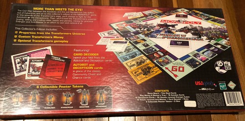 Nuevo En Caja Sellada Raro Transformers Monopoly Edición Coleccionista *leer Descripción - Imagen 2 de 3