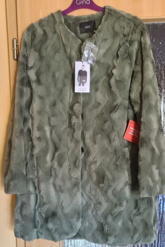 STEFFEN SCHRAUT Traum Mantel Teddyfell Webpelz Oliv Khaki 209,9942 NEU Etik.