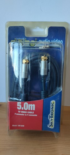 Coax F Plug to F plug satellite/Cable F-Type Connection Cable Lead - 5m - NOS - Picture 1 of 5