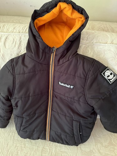 Grade A TIMBERLAND 4T Black INSULATED Puffer HOODED Winter JACKET Kids Boys - Picture 4 of 8