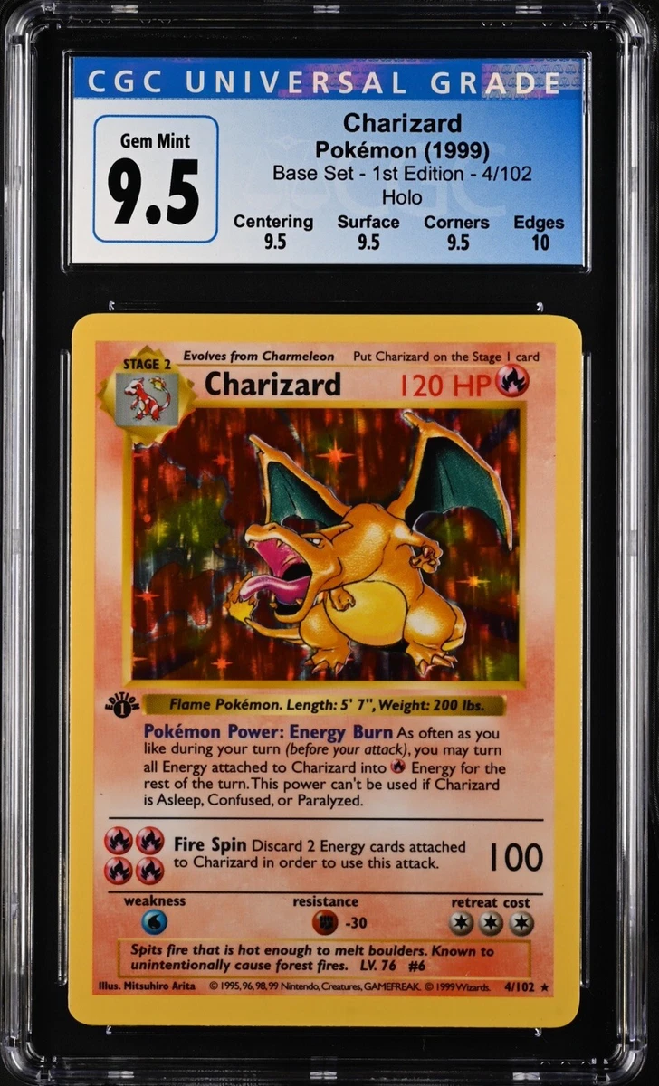Pokémon TCG Base Set Charizard 9.5 级个人收藏卡牌游戏卡| eBay