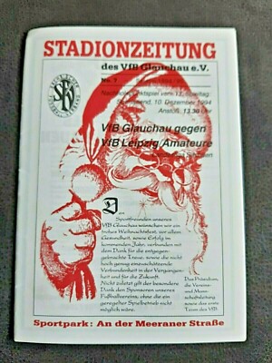 Orig. Programmheft 94/95 VFB Glauchau VFB Leipzig /Ama. 1.FC Lok Leipzig DDR DFB
