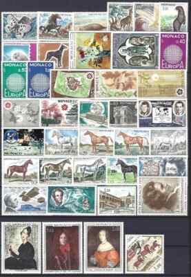 MONACO 1970 VINTAGE VERY COMPLETE 39 VALUES INCLUDING P.A. INTEGRAL RUBBER MNH**