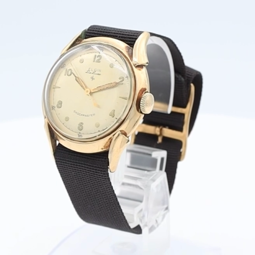 Vintage Elgin 5907 Shockmaster Men's Mechanical Wristwatch 685 Steel & 10k GF - Video 1 of 1