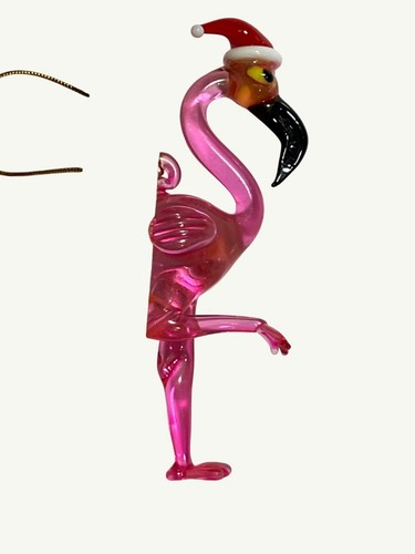 Pink Flamingo Christmas Ornament With Santa Hat - Picture 5 of 10