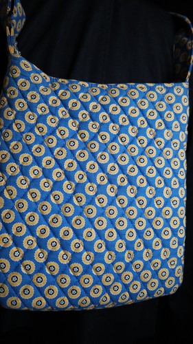 Vera Bradley Riviera Blue Yellow Dot Cross Body Hipster Geo Floral Print Purse - 第 5/10 張圖片