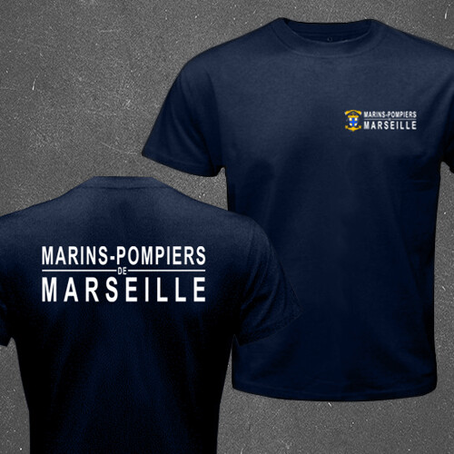T-Shirt Französische Marine Marines Feuerwehr Marseille Marine Feuerwehrbataillon - Bild 10 von 21