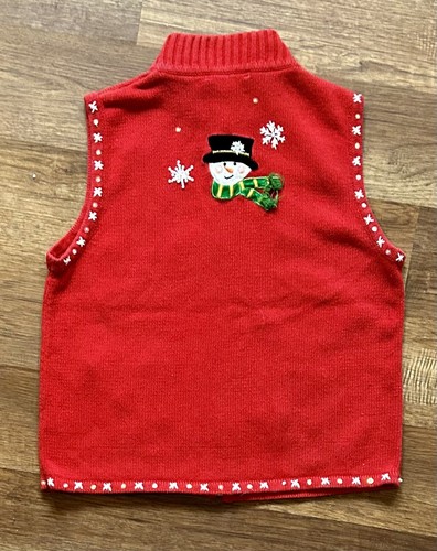 Christmas Full Zip Cardigan Sweater Vest w/Playful Snowman ~Mercer Street Studio - Picture 7 of 8