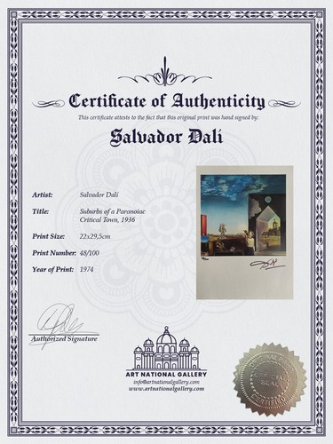 Dalí Hand Signed Original Lithograph Print Certificate and Appraisal▪︎% - Picture 5 of 12