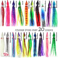 5" Fishing Squid Skirt Hoochies Octopus Trolling Soft Lure Crinkle Shape lot NEW