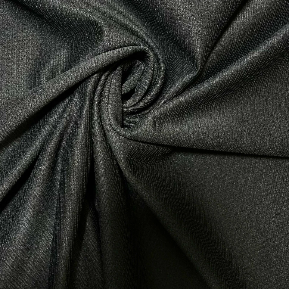 Black Ribbed Viscose 4 Way Stretch Spandex Jersey Dress Cuffing Fabric 150cm  - Image 3 of 4