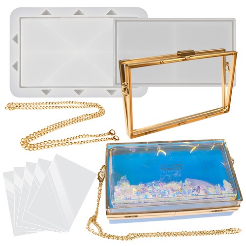 Bolso de mano rectangular de silicona moldeada epoxi hágalo usted mismo bolso sin asas con accesorios
