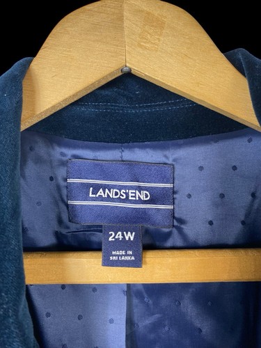 Lands End Velvet Blazer 24W 3X Blue Green Womens Career Preppy Academia Jacket - Picture 8 of 10