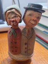 Vintage ANRI Wooden bottle stopper. Kissing couple. Mechanical.