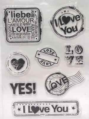 Love Clear Acrylic Stamps 8pc Postal Stamp Design I love you Heart New Free Ship