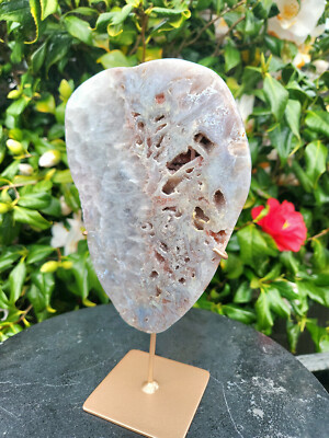 Kaugummi rosa Amethyst Platte mit Calcit und Zucker Druzy 0,6 kg, Kristalle Geschenke