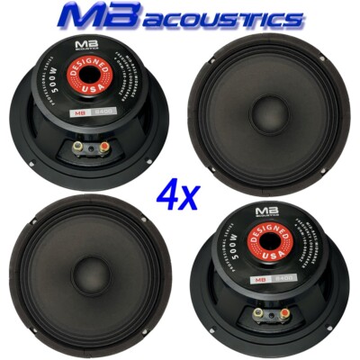 4x  MB Acoustics 8'' Midrange Pro Audio Speakers 4 ohms 2000 Watts
