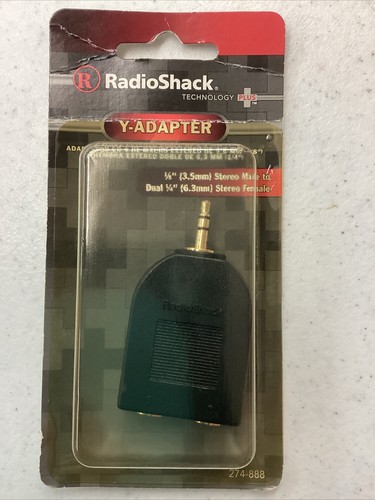 Y-Adapter 1/8" Stereo plug to Dual 1/4" stereo Jacks Radio Shack 274-0888