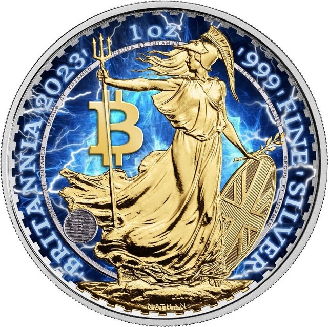 Britannia 2023 Bitcoin Blue Lightning 1 Oz 999 Silber COLOR EDITION Britannia 2023 Bitcoin Blue Lightning 1 Oz 999 Silber COLOR EDITION