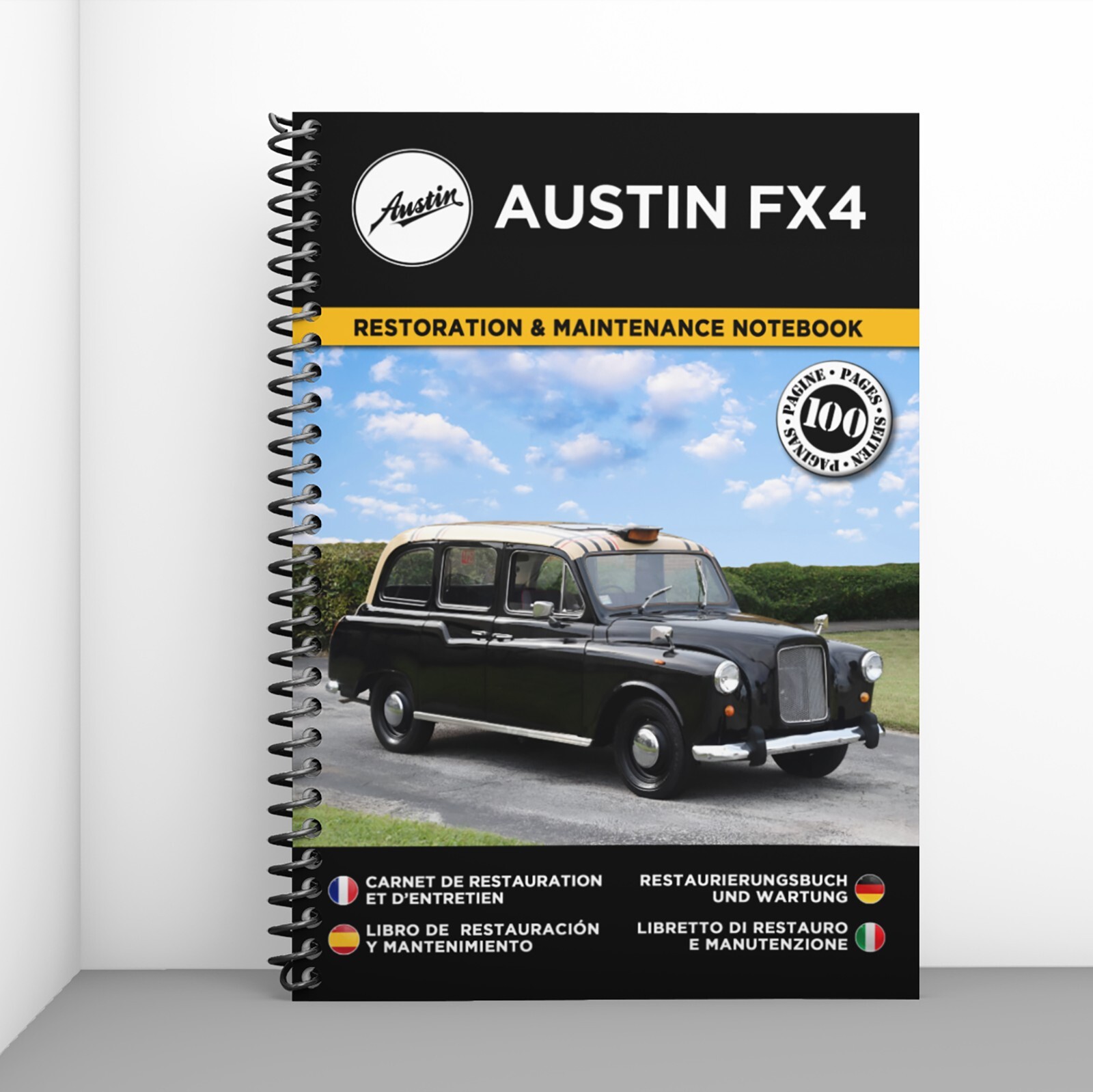 Cahier de restauration pour Austin FX4 carnet de suivi A4