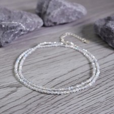 Natural Labradorite 2mm Beads Healing Meditation Chakra Choker Women Necklace