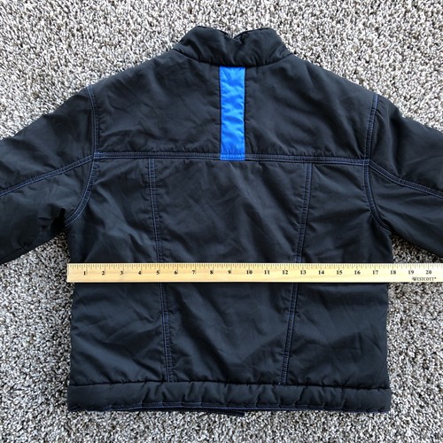 Vintage Nike Jacket Youth Sz M 10-12 Black Insulated Snap Button Blue Stitch Y2K - Picture 10 of 11