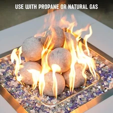 Ceramic Fireballs - 4 inch Round Flint, Fire Pit and Fireplace - Set of 12, Gray