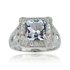 Natural Blue Topaz Gemstone with 925 Sterling Silver Ring for Women's 3263