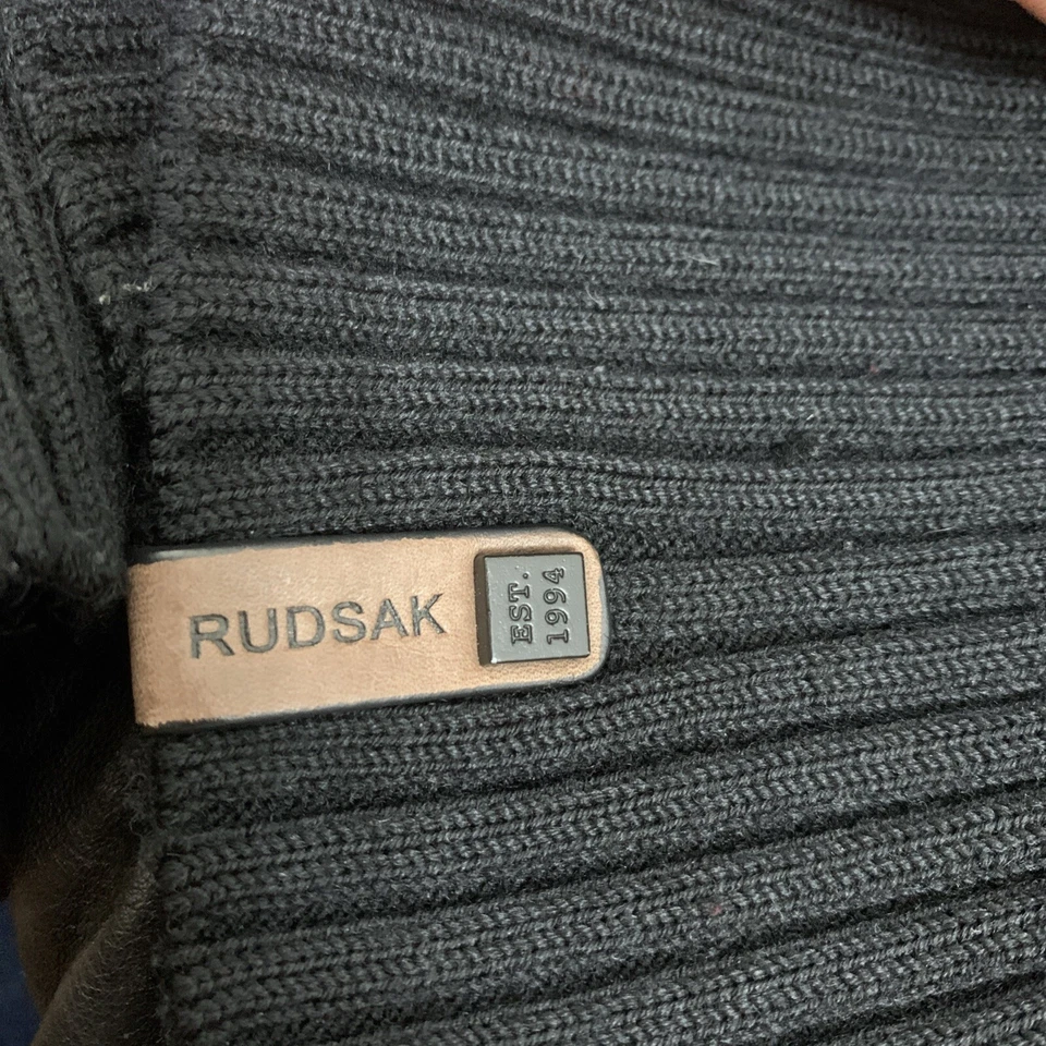 Chaqueta de cuero negra para mujer Rudsak cuello de piel XL Canadá abrigo de invierno de lujo #Z35 Foto 4 de 4