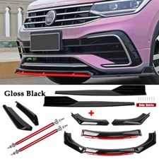 Front Bumper Lip Spoiler Splitter Rear Lip Side Skirt For Volkswagen Tiguan