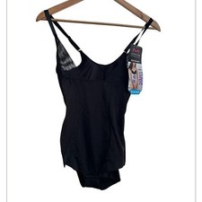 Maidenform Black Shapewear Bodysuit Open Bust body shaper size M New