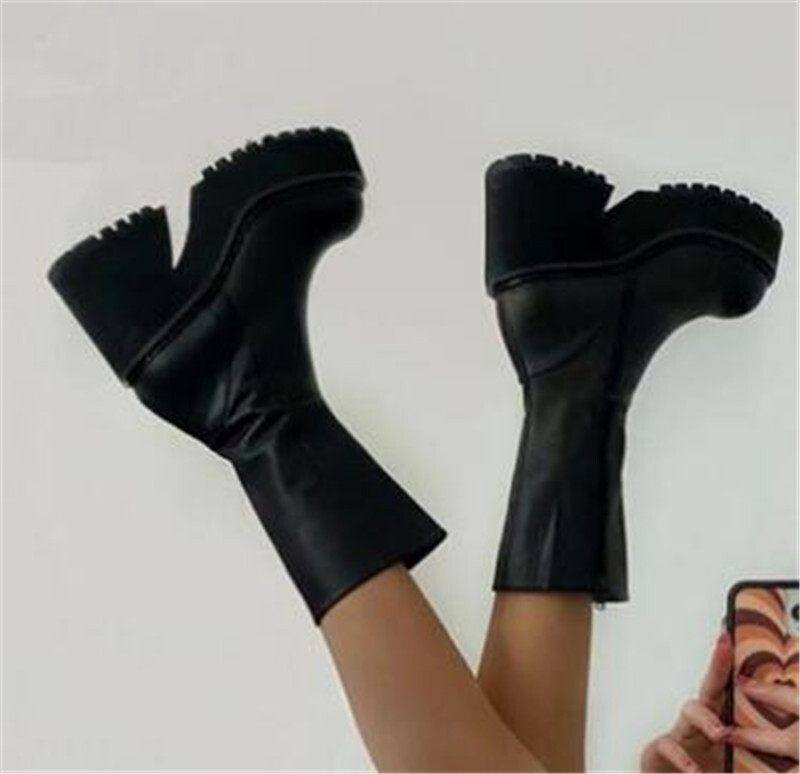 Winter Round Toe Side Zip Punk Style Platform Women's Ankle Winter Round Toe Side Zip Punk Style Platform Women's Ankle