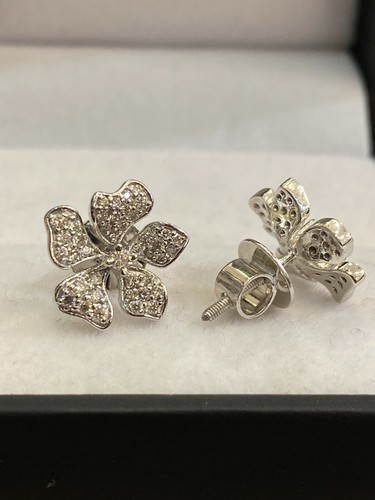 Pave 0,66 kt runde Brillantschliff natürliche Diamanten Ohrstecker in 750 18 K Gold - Bild 11 von 12
