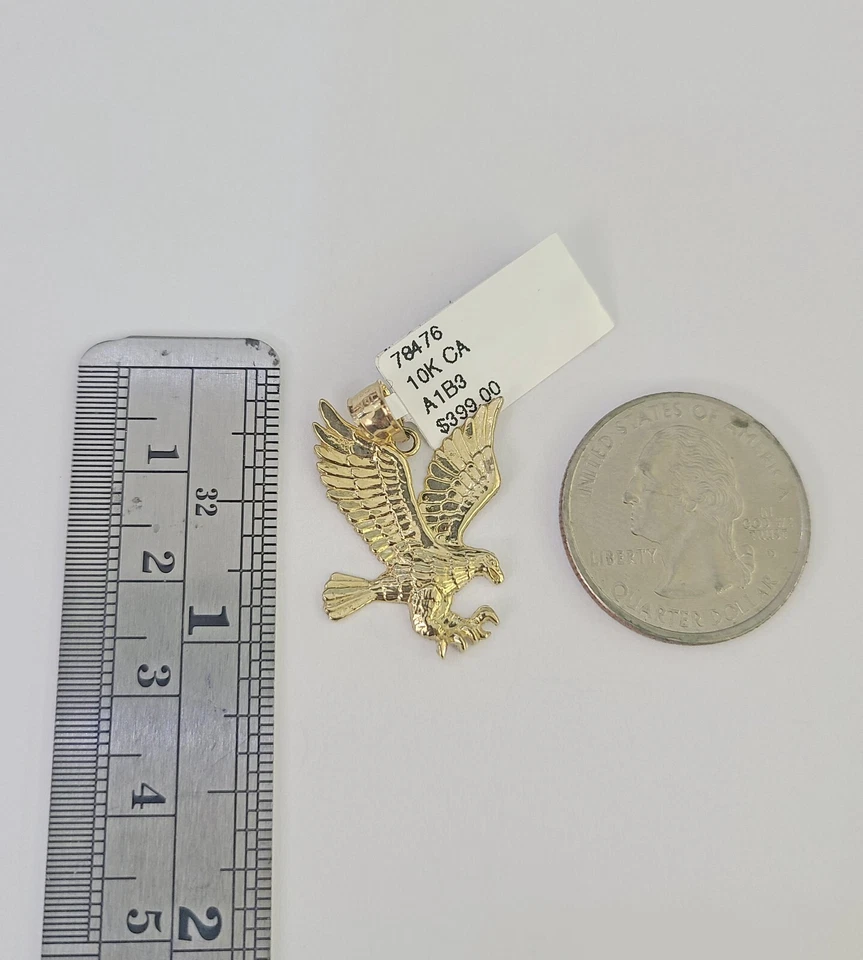 Conjunto de collar colgante de águila cadena cuerda 10k 2,5 mm oro amarillo de 18"-30" Foto 2 de 4