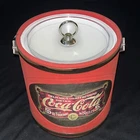 Vintage Coca-Cola Ice Bucket  Red Felt & Gold Made in USA Collectible