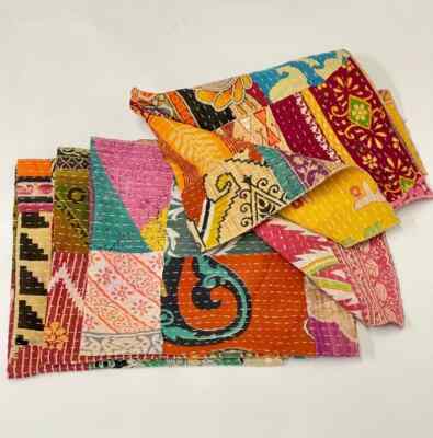 Indian Printed  Napkin Set, 100% Cotton Cotton kantha Fabric Kitchen Napkin Set