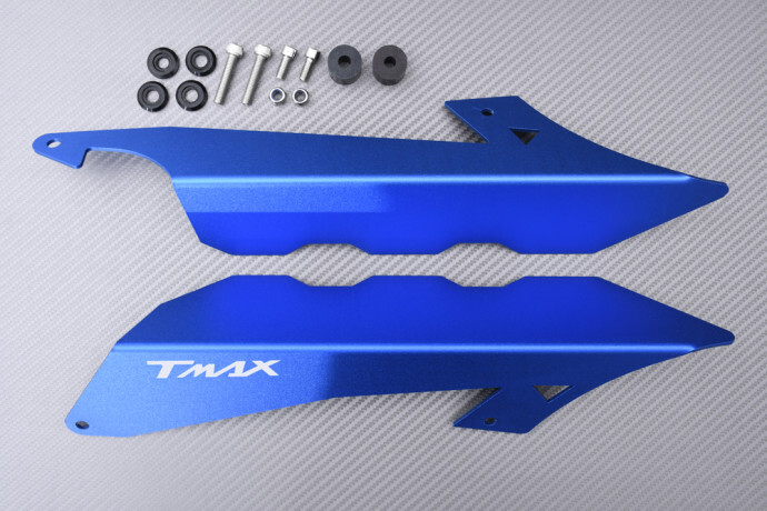 Guide de chaîne bleu TMAX 560 pour éviter les projections de graisse et débris