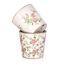 Sungmor Flower Pots Pretty Ice Cracked Glaze Ceramic Planters with Drainage Hole