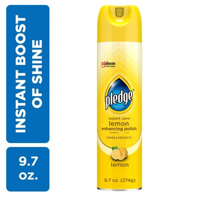 Pledge  Expert Care , Wood Polish Shines and Protects, Lemon Enhancing,9.7oz