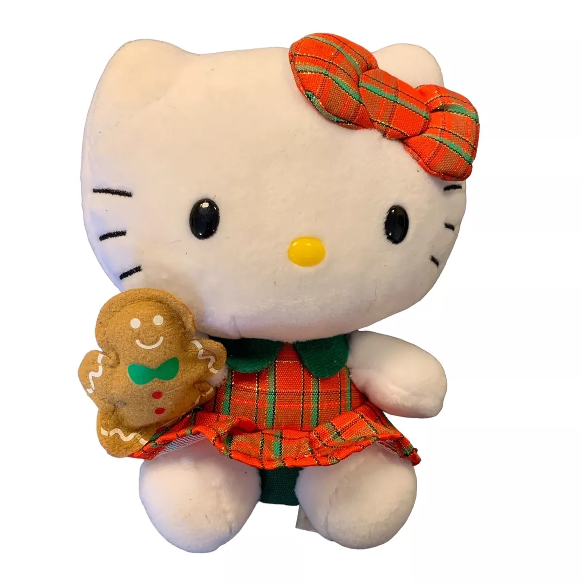 Ty Beanie Hello Kitty Christmas 7 Plush Stuffed Toy Gingerbread Man Plaid  Dress