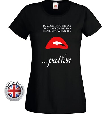 ROCKY HORROR Tshirt schwarz ''Anticipation'' T Shirt. Inspired Unisex Damen tailliert