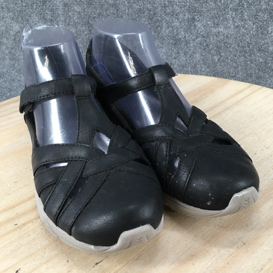 Croft And Barrow Shoes Womens 8M Silver Bell TStrap Mary Jane Black Faux Leather - Image 3 of 4