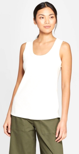 Women's Sleeveless Scoop Neck Fitted Rib Tank Top Prologue Cream (Ivory) Size M